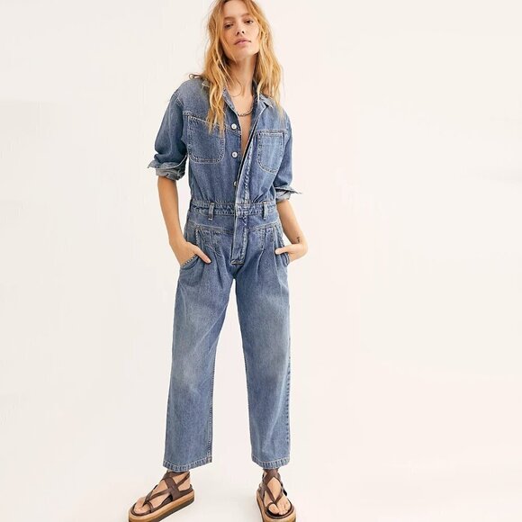 NWT COH med. wash blue denim jean jumpsuit, 2 - Picture 4 of 12